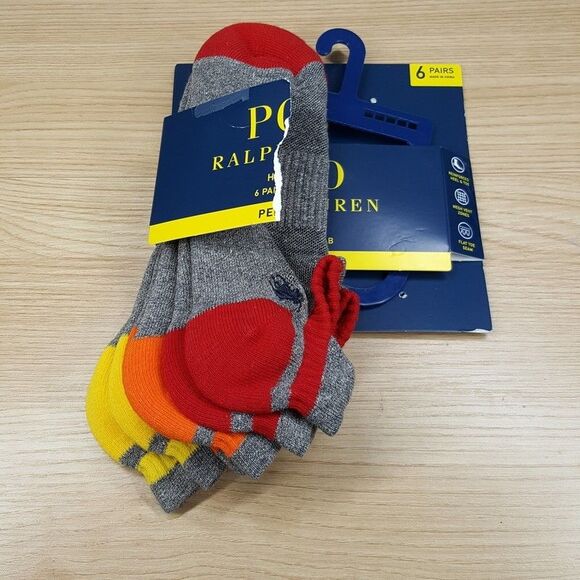 POLO RALPH LAUREN Low Cut Ankle Socks Mens 10-13 Gray 3-Pack Performance - Picture 2 of 3